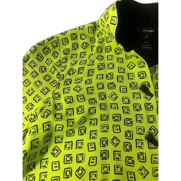 Ali Miles button down blouse lime & black sz Small - Picture 3 of 4